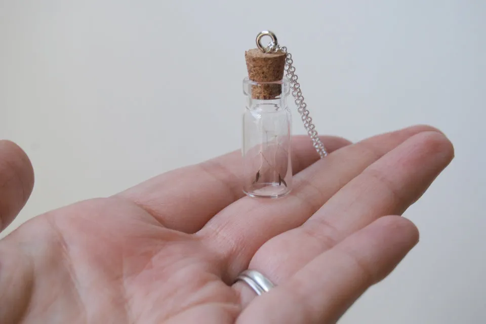 Four Wishes | Dandelion Wish Bottle Necklace | Whimsical Dandelion Terrarium Necklace