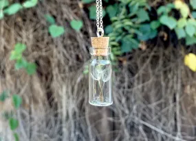 Four Wishes | Dandelion Wish Bottle Necklace | Whimsical Dandelion Terrarium Necklace