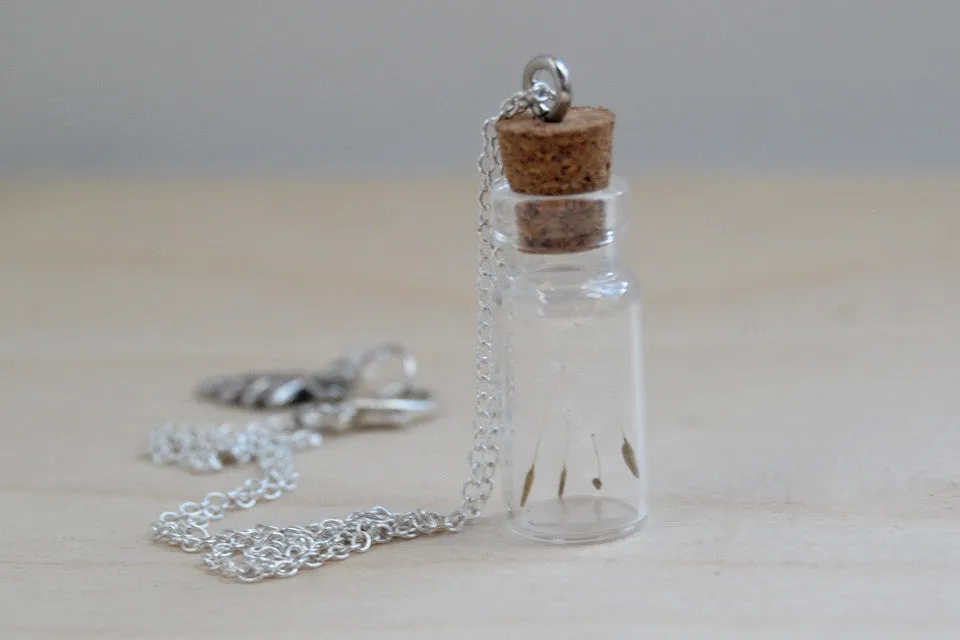 Four Wishes | Dandelion Wish Bottle Necklace | Whimsical Dandelion Terrarium Necklace