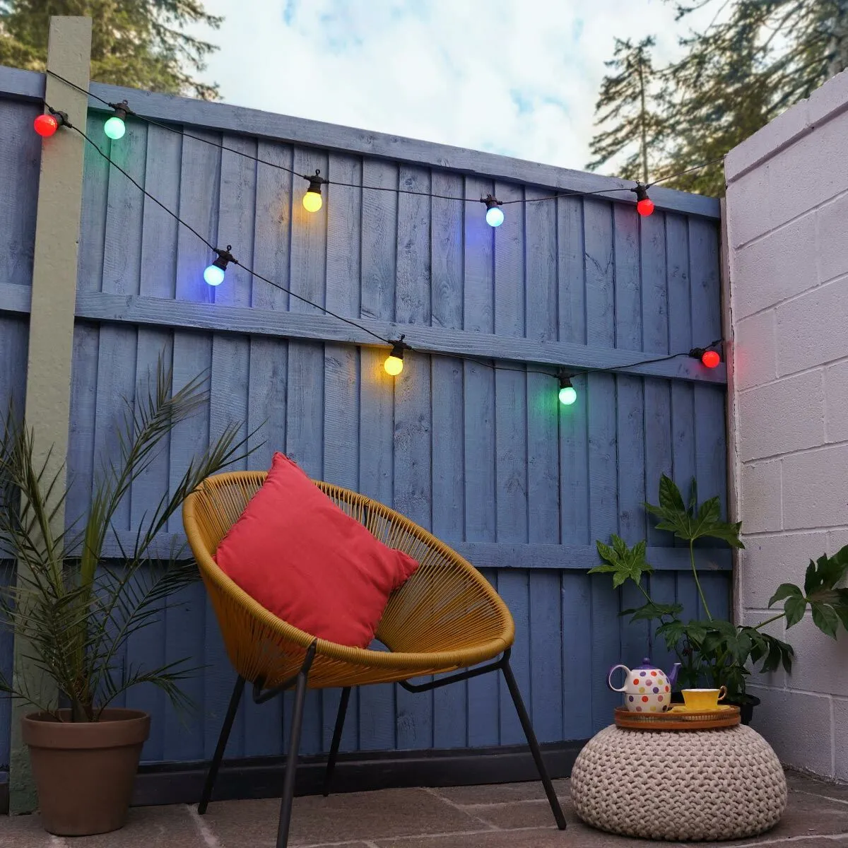 G45 Colour Bulb | 10m 20 Bulbs | Flush Mount Festoon Lights