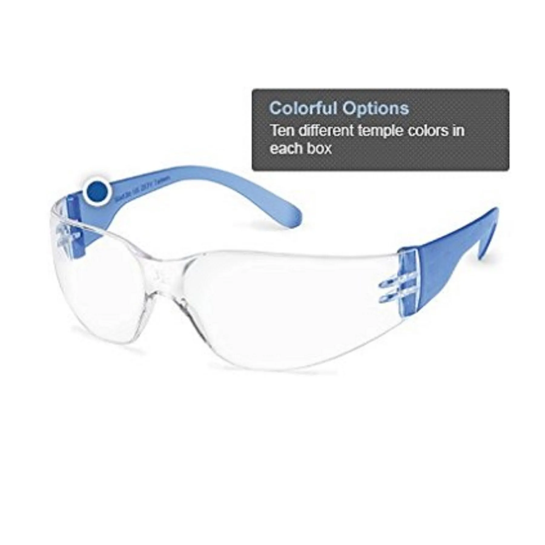 Gateway Safety StarLite Gumballs Safety Glasses, Clear Lens, Assorted Temple Colors, Box of 10 Pairs