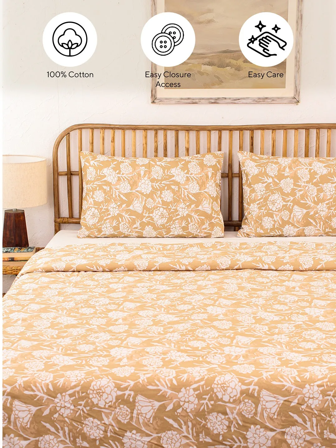 Genda Phool Single Duvet Cover (Beige)