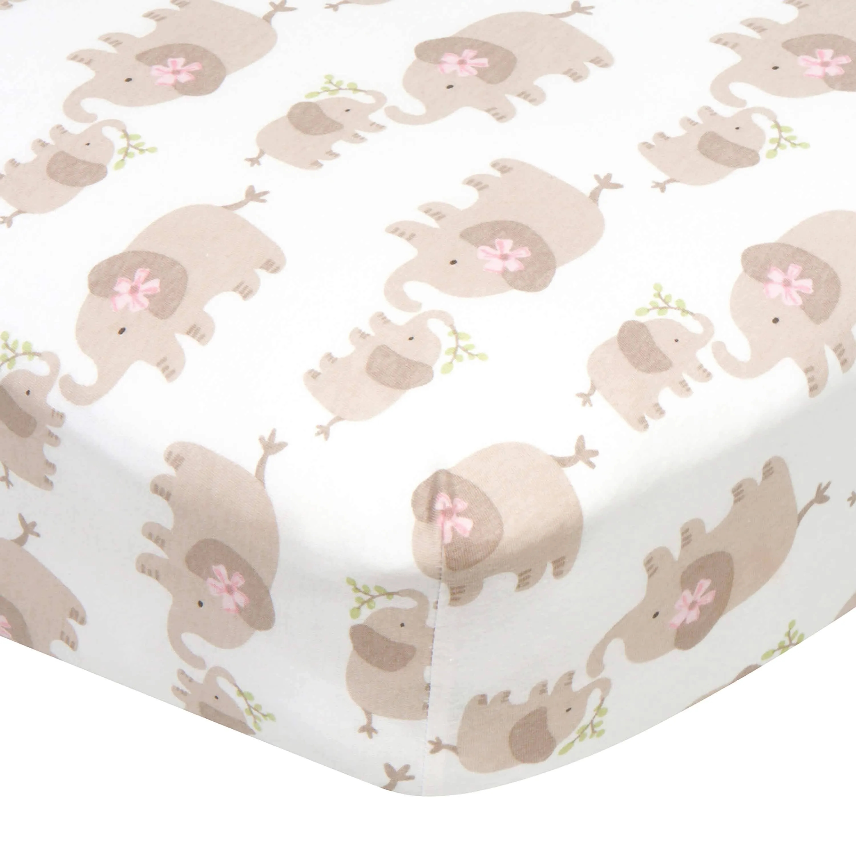 Girls Elephants Fitted Crib Sheet