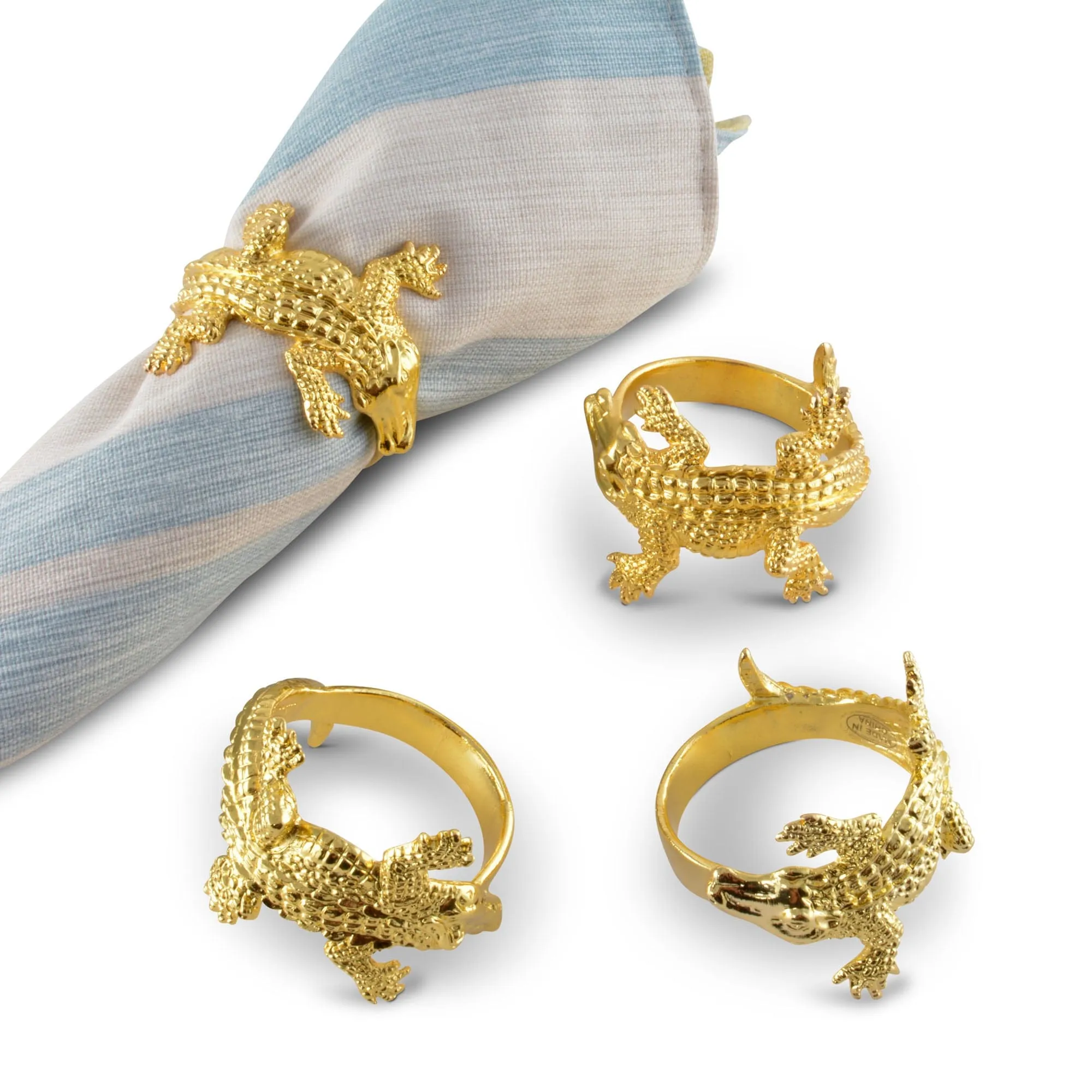 Gold Alligator Napkin Rings by Arthur Court Designs