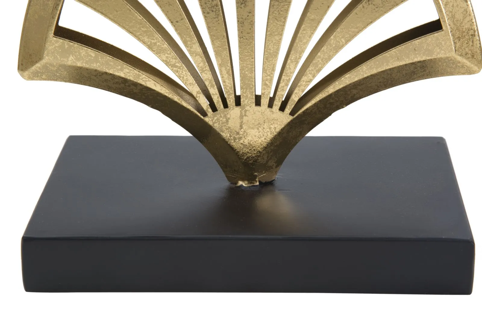 Golden Triple Palm Leaf Decor Sculpture