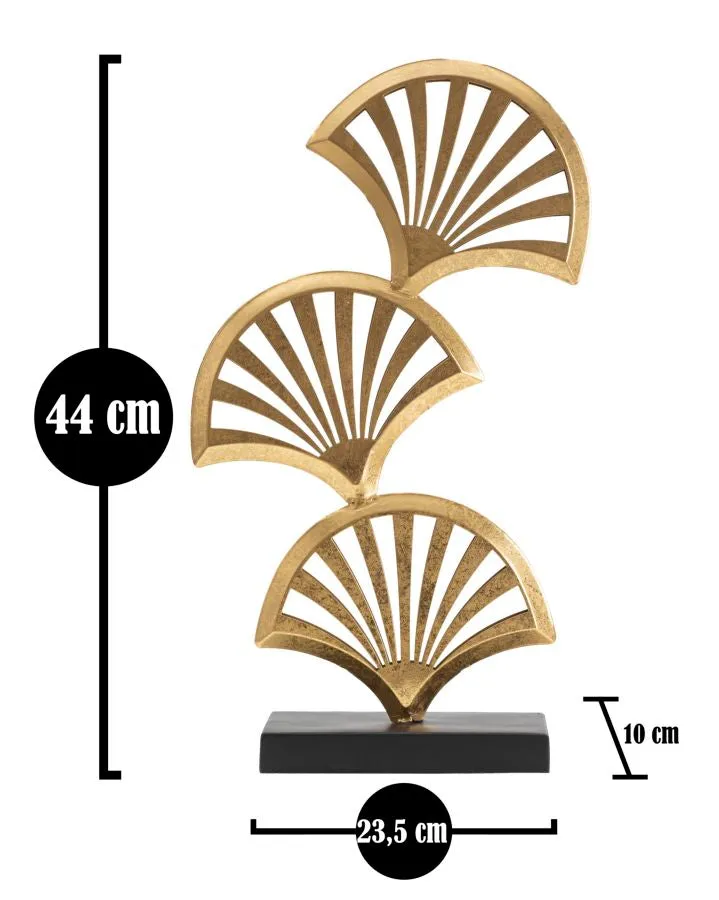 Golden Triple Palm Leaf Decor Sculpture