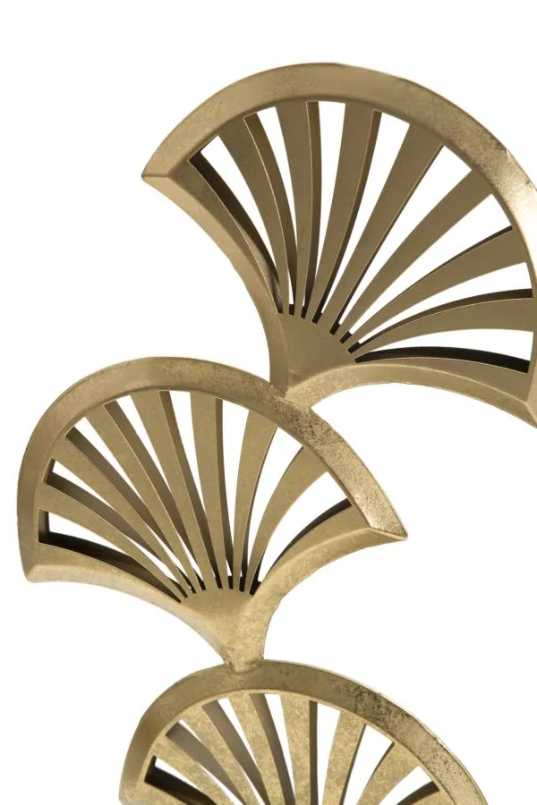 Golden Triple Palm Leaf Decor Sculpture