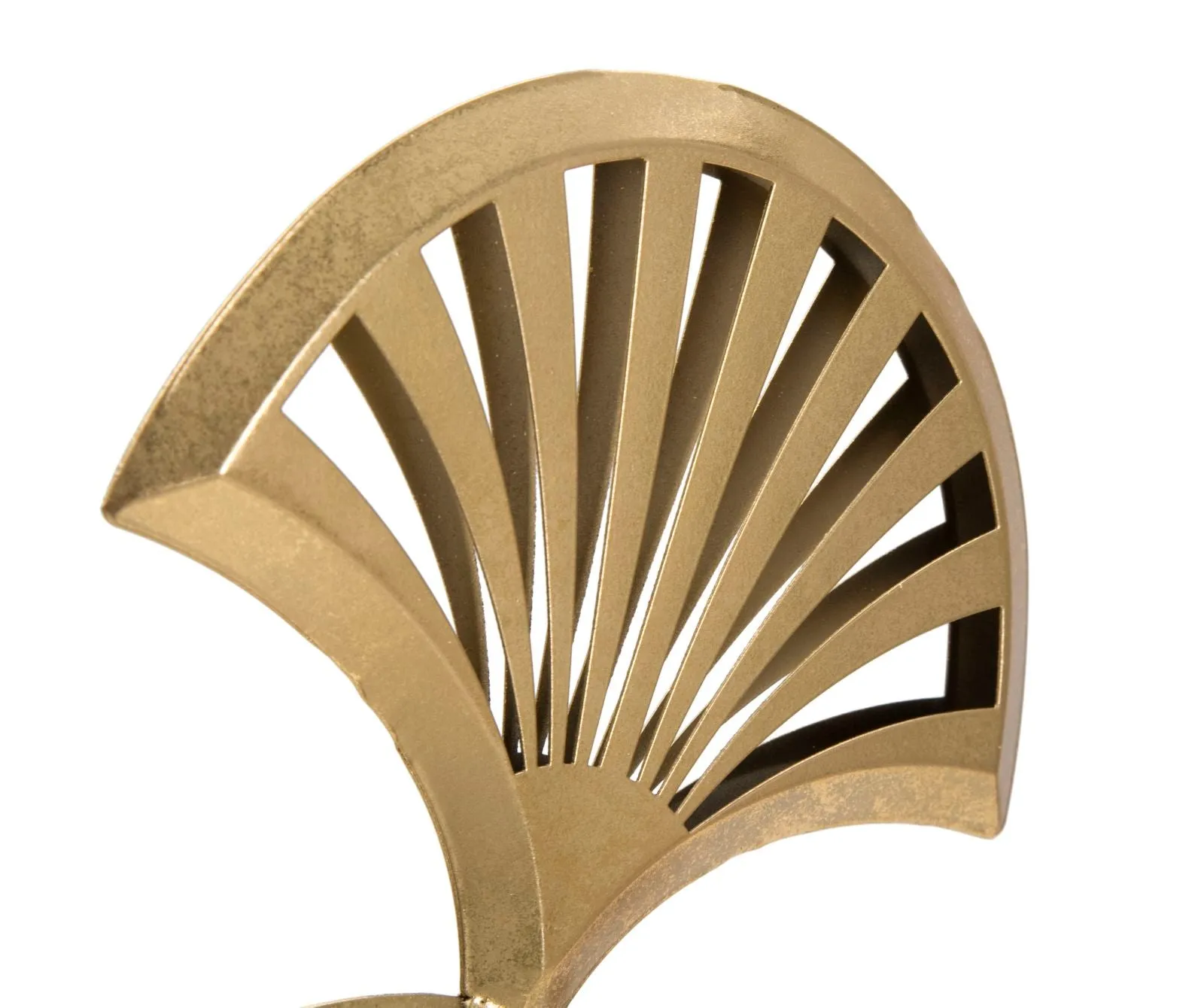 Golden Triple Palm Leaf Decor Sculpture