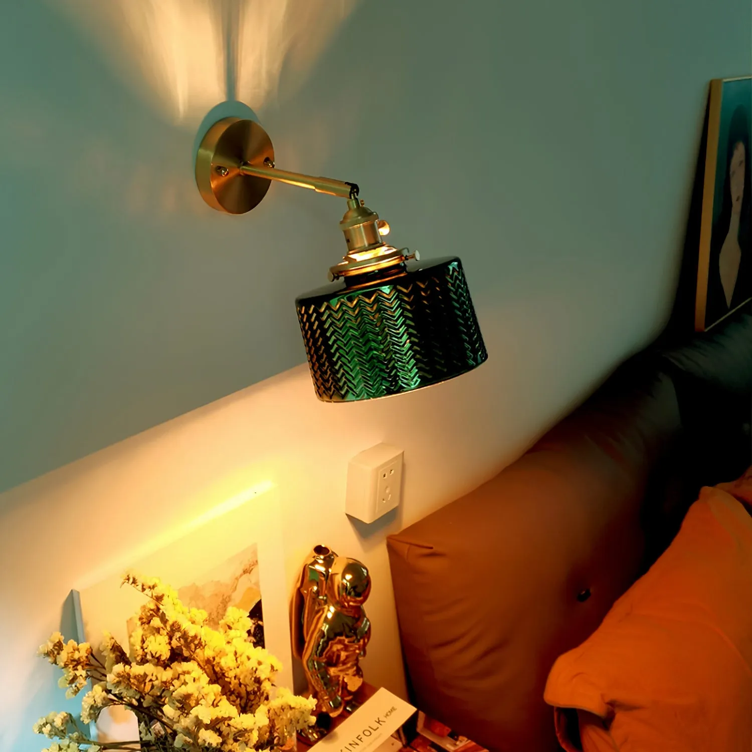 Green Glass Wall Lamp