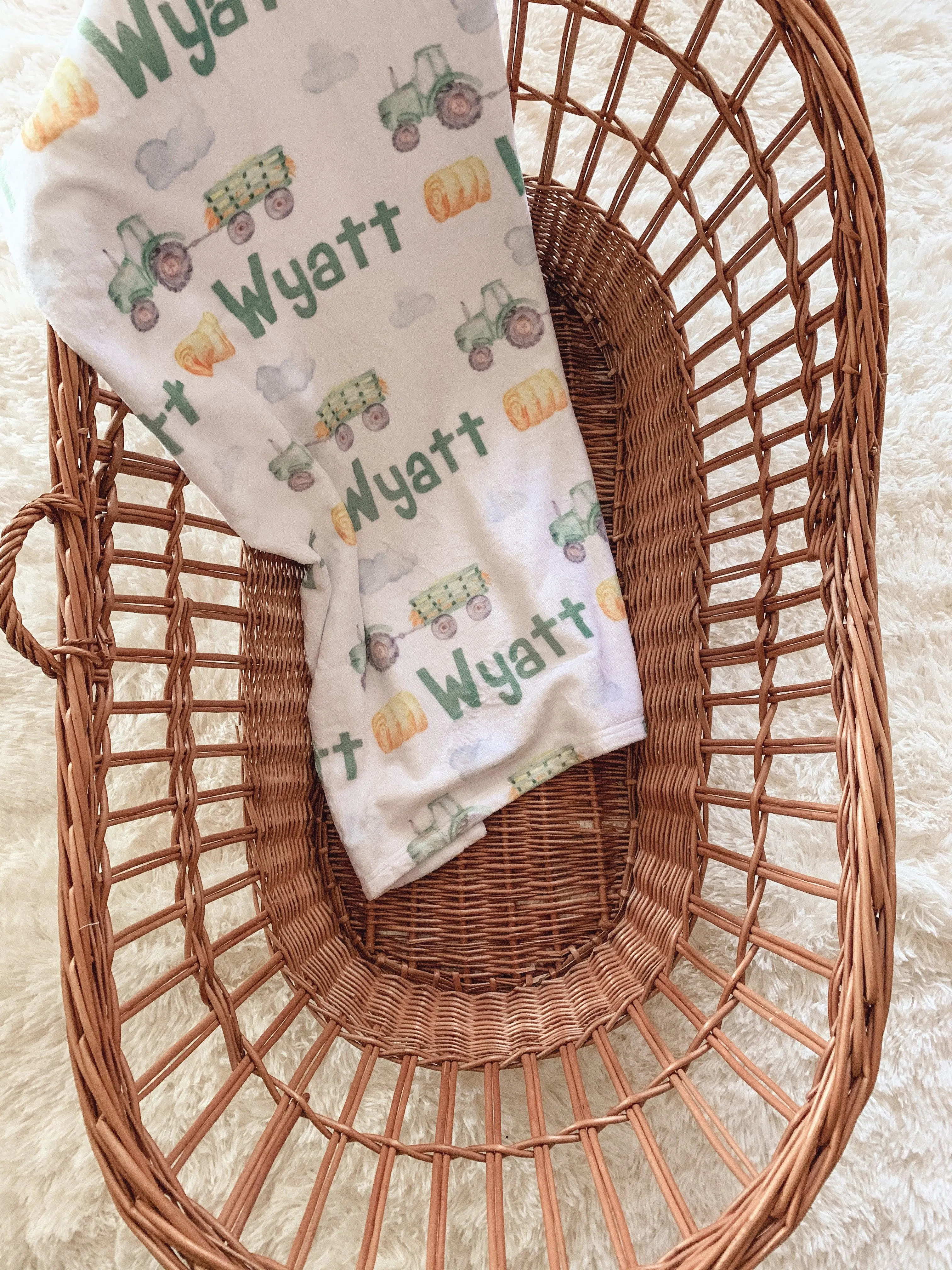 Green Tractor Farm Personalized Minky Blanket