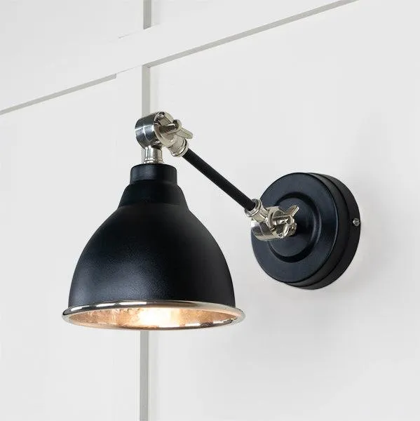 Hammered Nickel Brindley Wall Light in Elan Black | From The Anvil