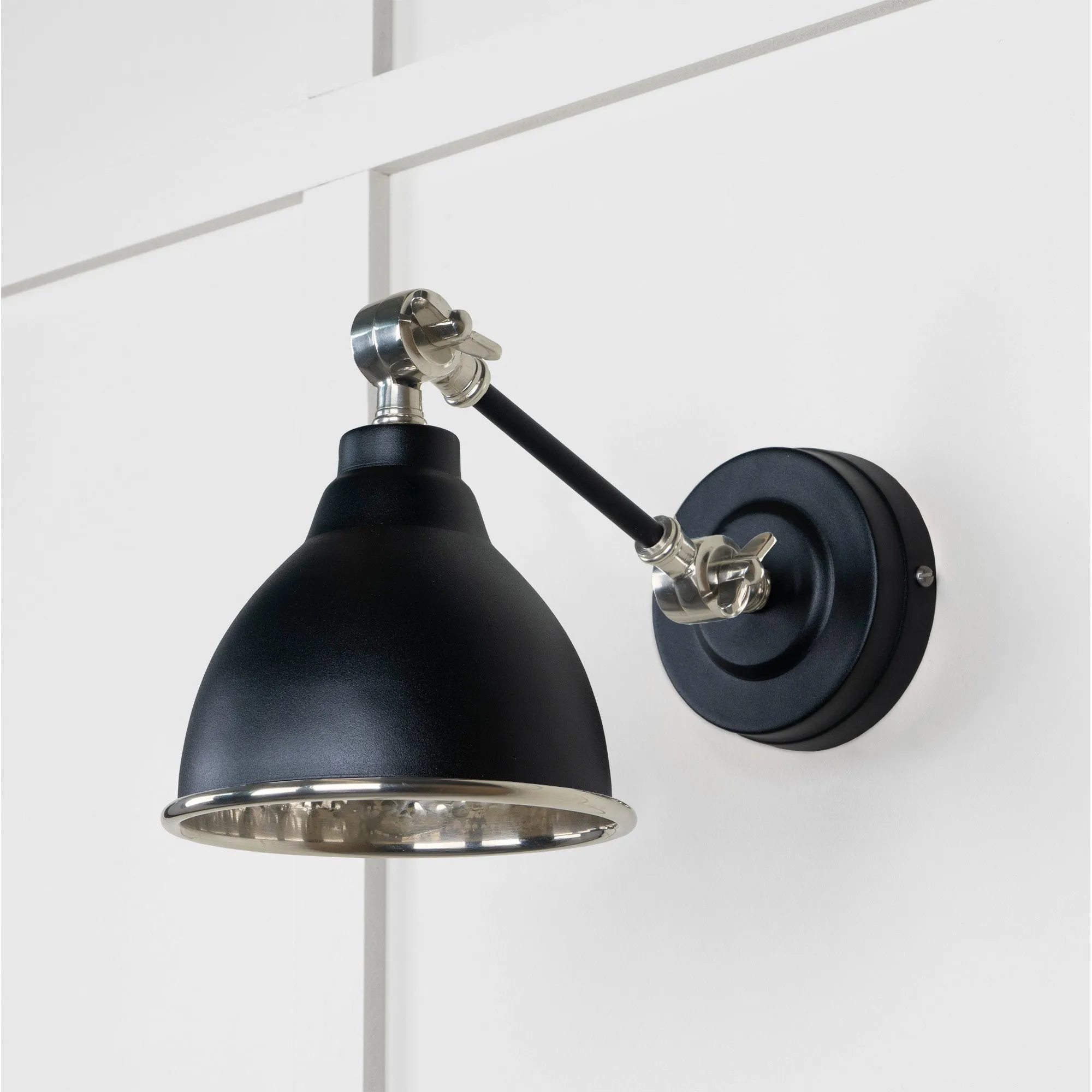 Hammered Nickel Brindley Wall Light in Elan Black | From The Anvil