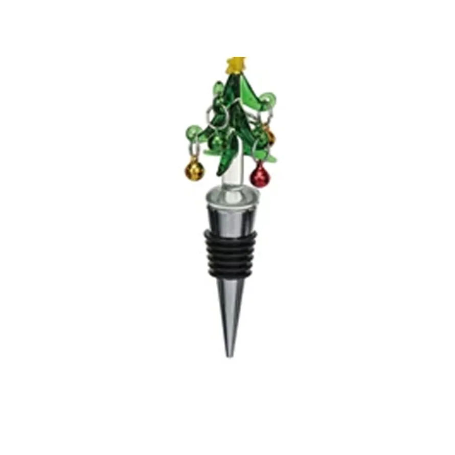 Hand-Painted Glass Holiday Wine Stopper