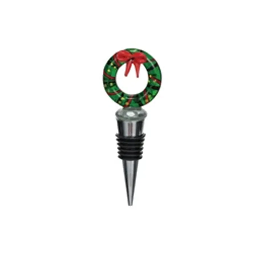 Hand-Painted Glass Holiday Wine Stopper