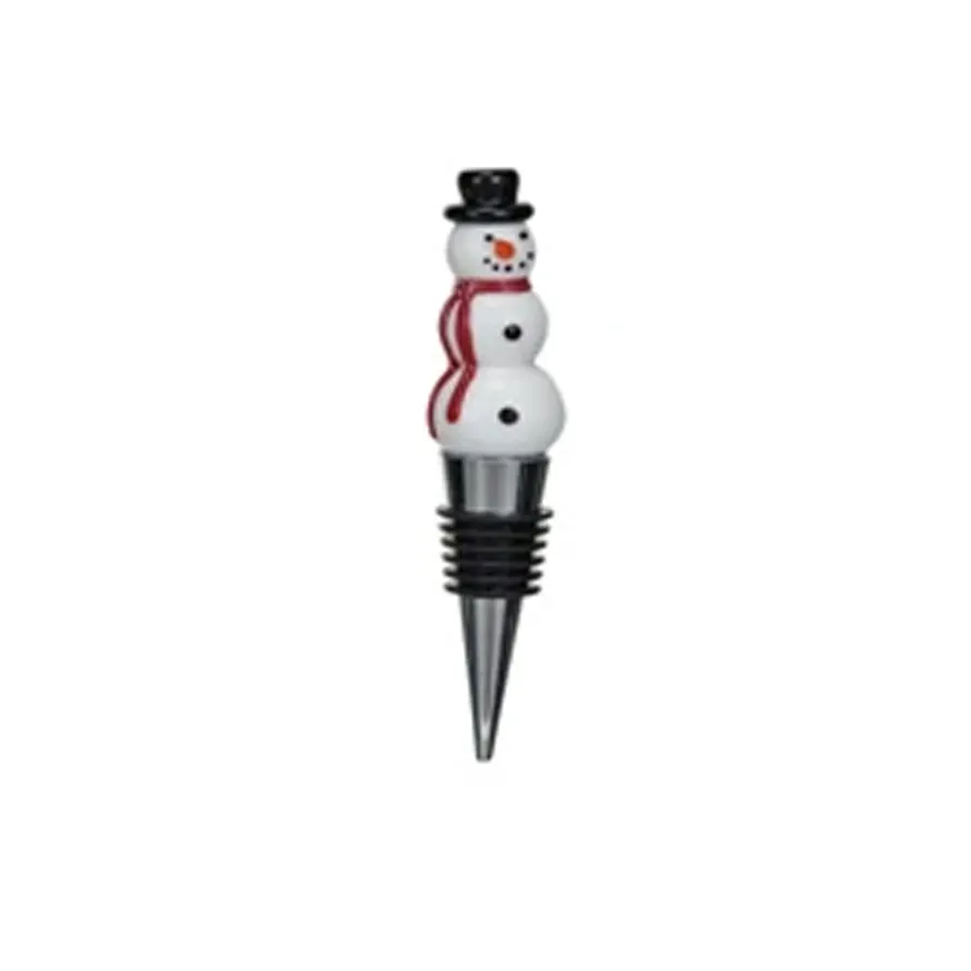 Hand-Painted Glass Holiday Wine Stopper