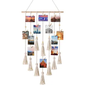 Hanging Photo Display Macramé with Light Wall Décor - Battery Powered