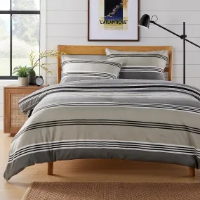 Harlow Stripes Grey Reversible Quilted Duvet Cover Set with Button Closure Available in Single Double King Sizes by OLIVIA ROCCO