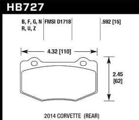 Hawk DTC-70 Brake Pad for Corvette - Rear (HB727U.592)