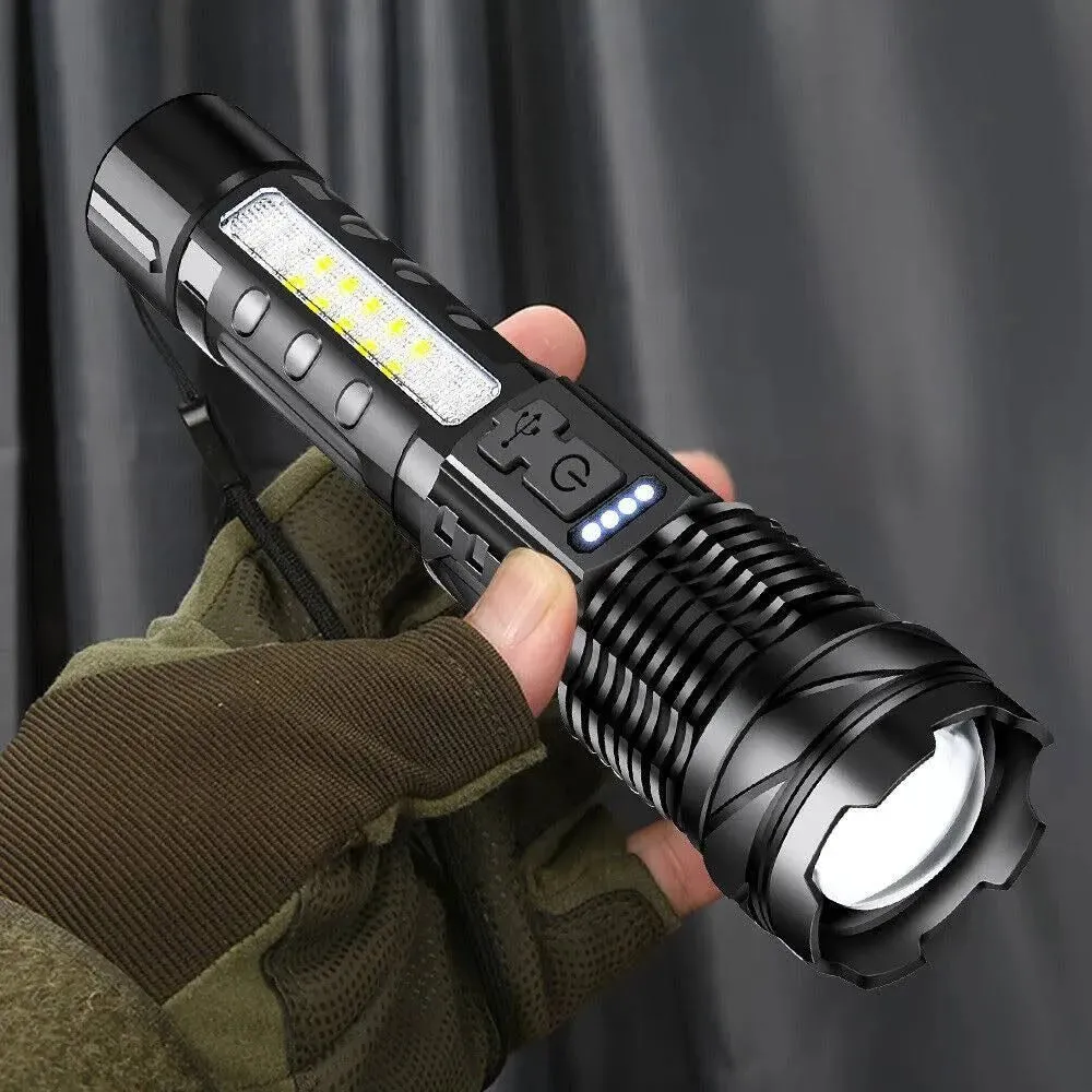 High Strong Power Led Flashlights with 30W Lamp Beads Portable Torch Camping Fishing Lantern USB Rechargeable Zoom Lamp