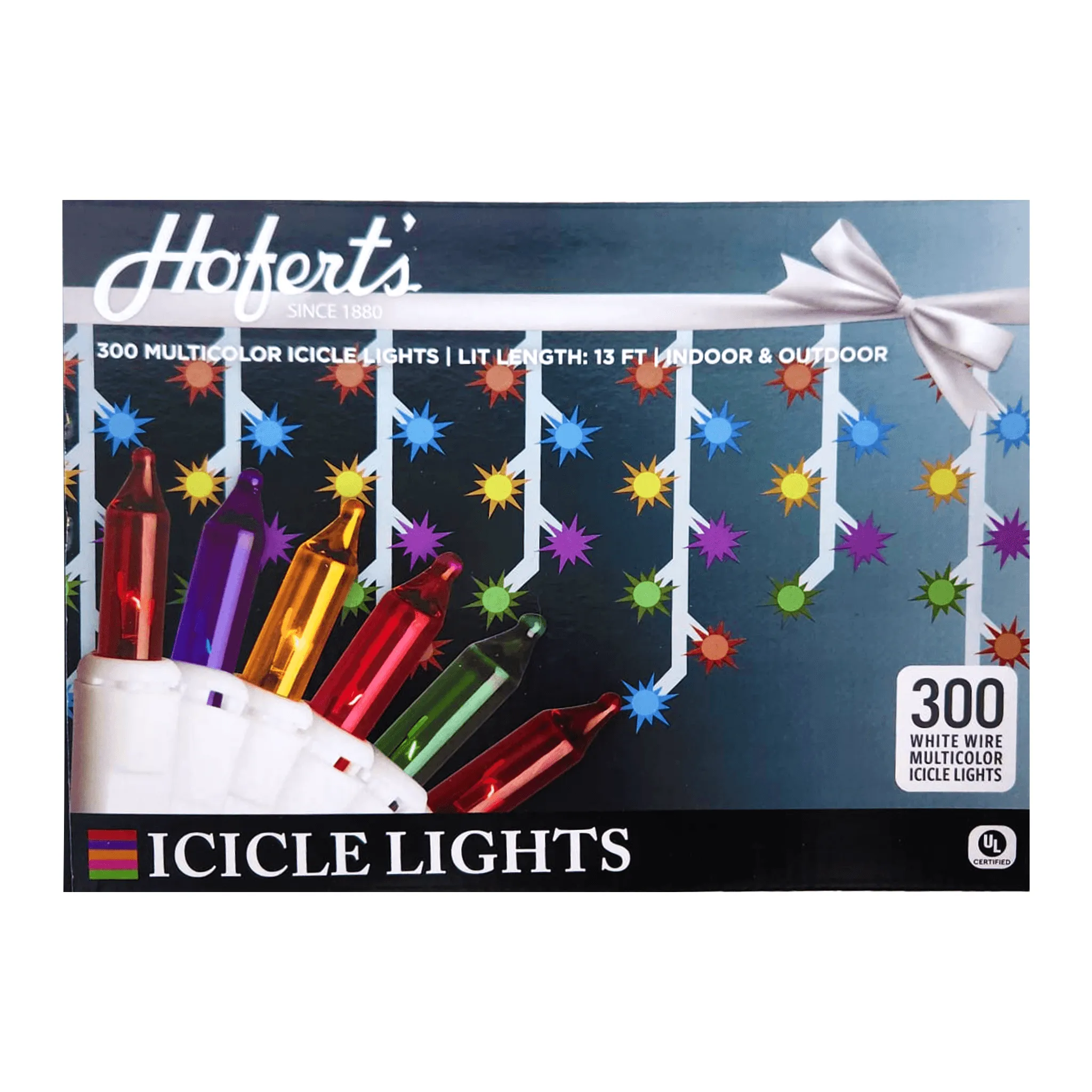 Hofert's 300 Icicles Lights - Clear or Multicolor