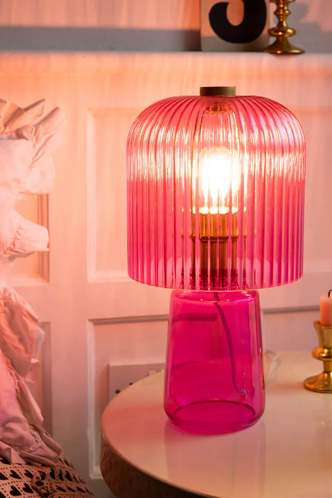 Hot Pink Seventies Glass Table Lamp