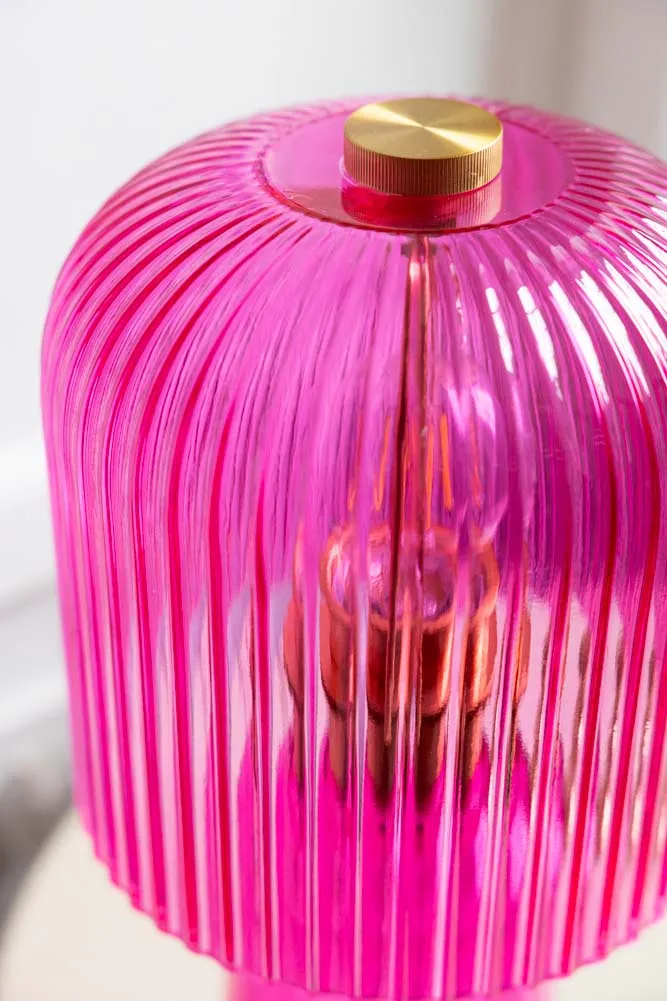 Hot Pink Seventies Glass Table Lamp