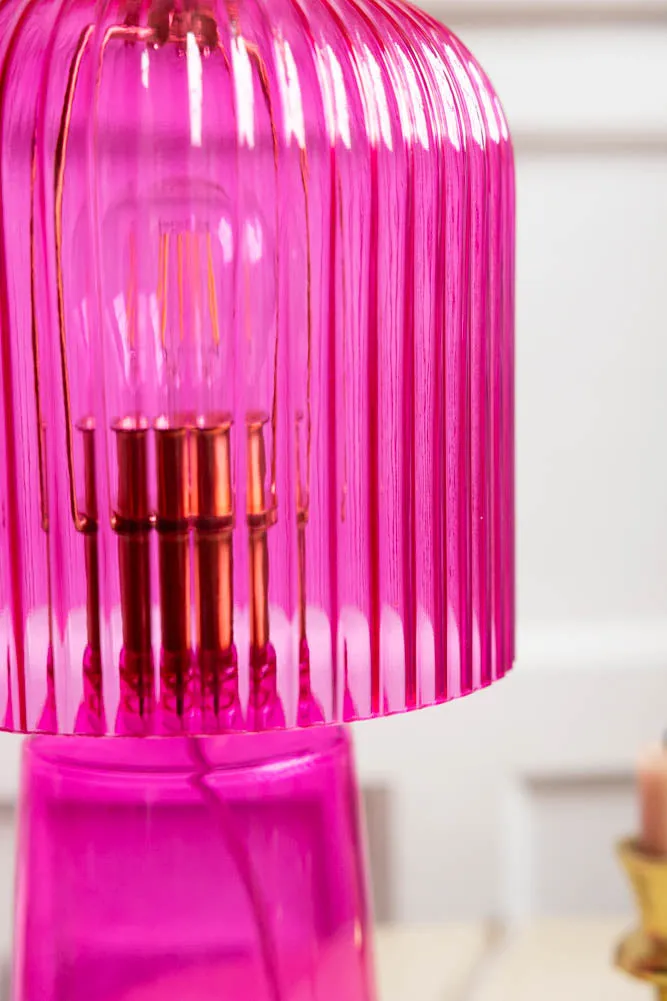 Hot Pink Seventies Glass Table Lamp