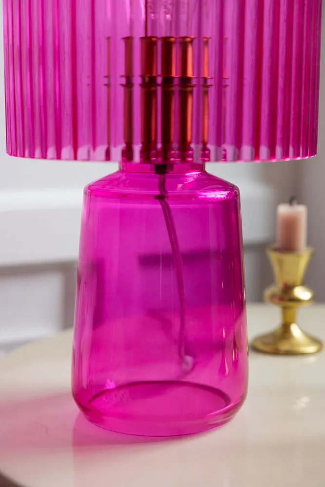 Hot Pink Seventies Glass Table Lamp