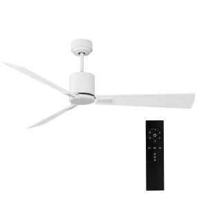 ILG8CF56W - iLIVING 56-Inch Quiet BLDC Indoor Ceiling Fan with Remote Control, 3 Blades 6 Speeds, 6300 CFM, White/Wood Finish