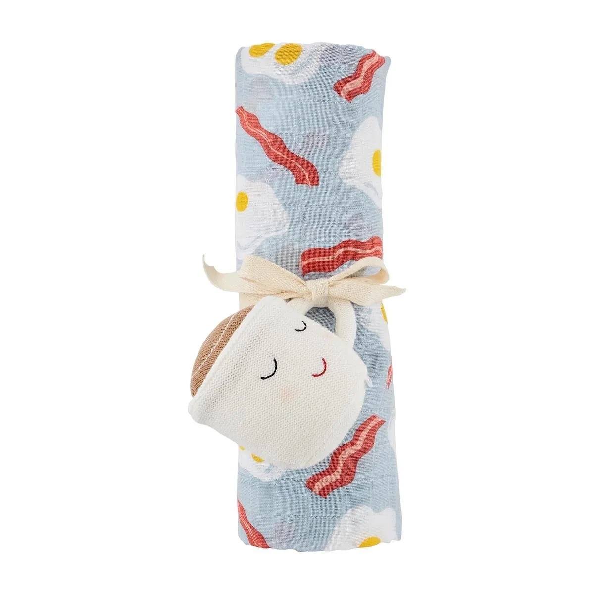 Infant Coffee Rattle and Swaddle Blanket Set