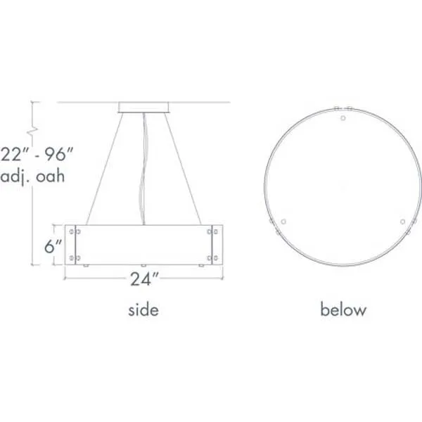 Invicta 16359-24-SFM Indoor/Outdoor Dark Iron Semi Flush Mount Pendant By Ultralights Lighting