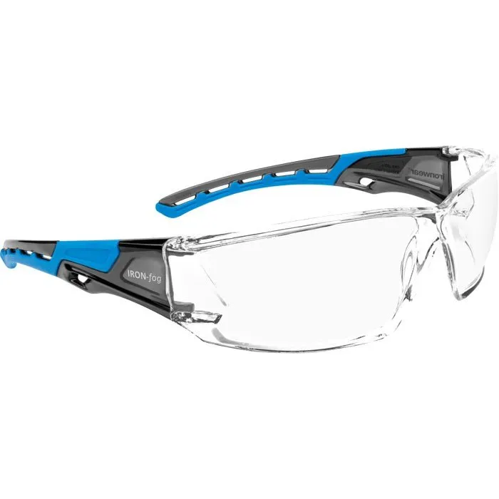 Iron-Fog Premium Grade Anti-Fog Safety Glasses Blue Frame, Clear Lens 3085-BL-C/A