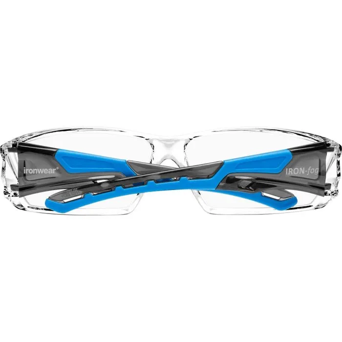 Iron-Fog Premium Grade Anti-Fog Safety Glasses Blue Frame, Clear Lens 3085-BL-C/A