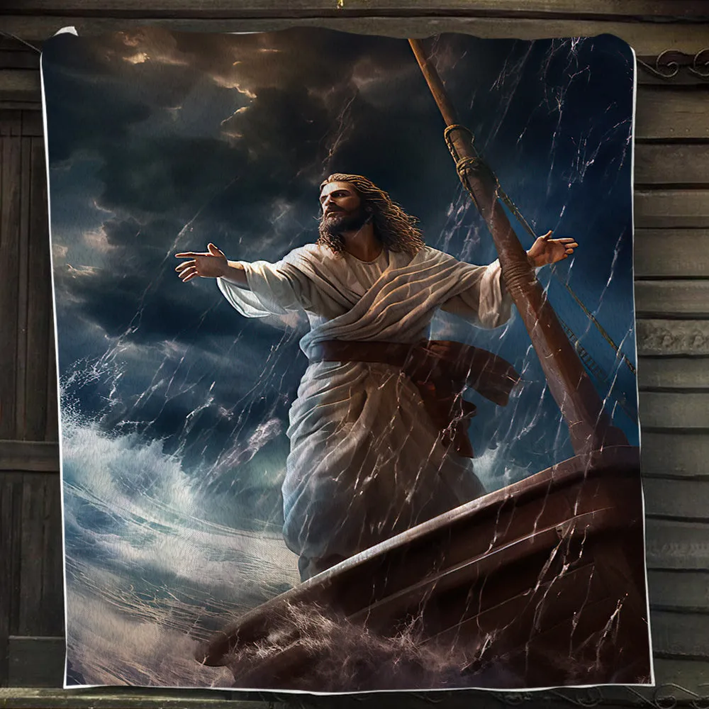 Jesus On The Boat Christmas, Nativity Christians Xmas Fleece Blanket & Sherpa Blanket Gift