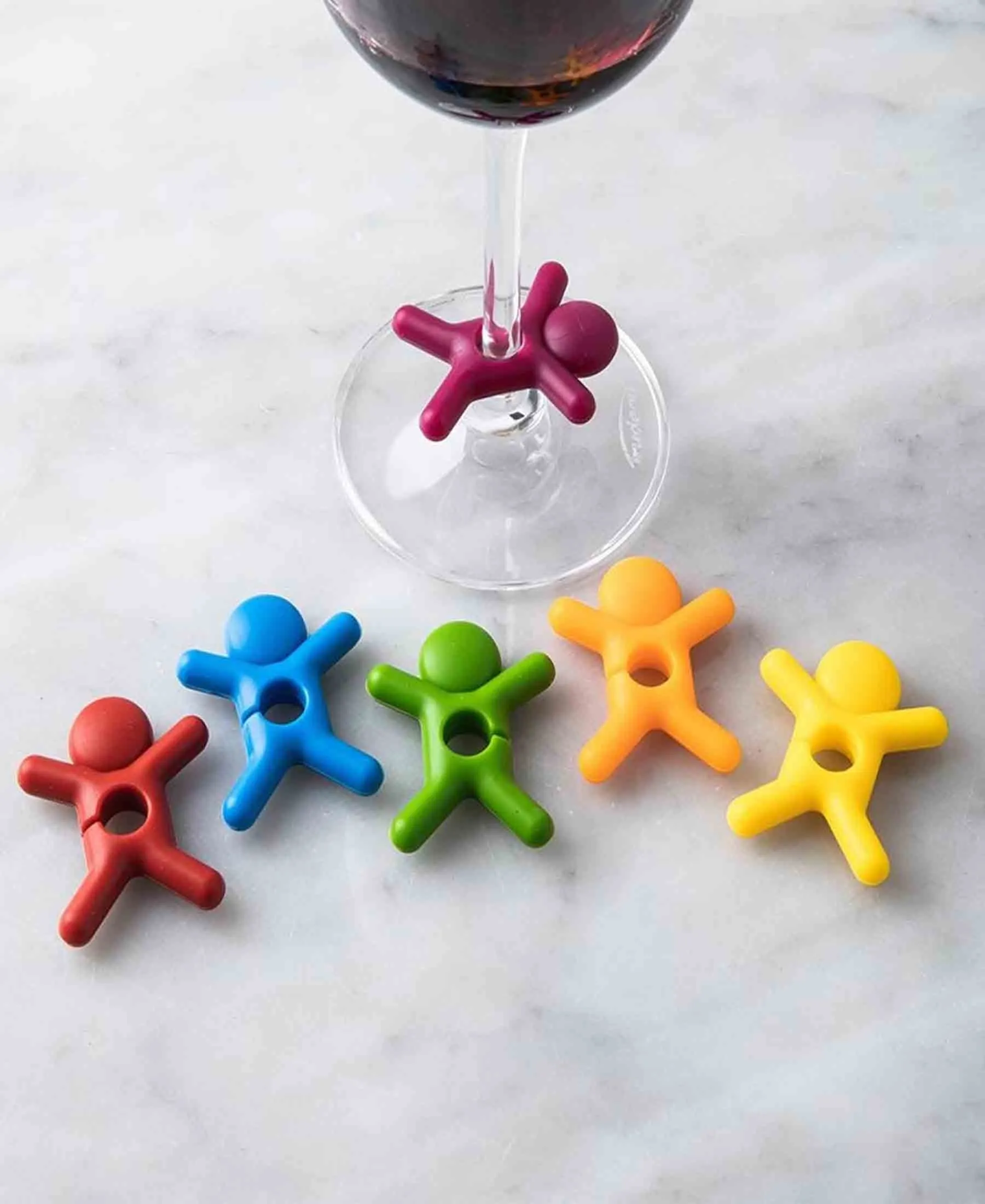 Joie Stickman Silicone Wine Charm 6 Piece - Assorted