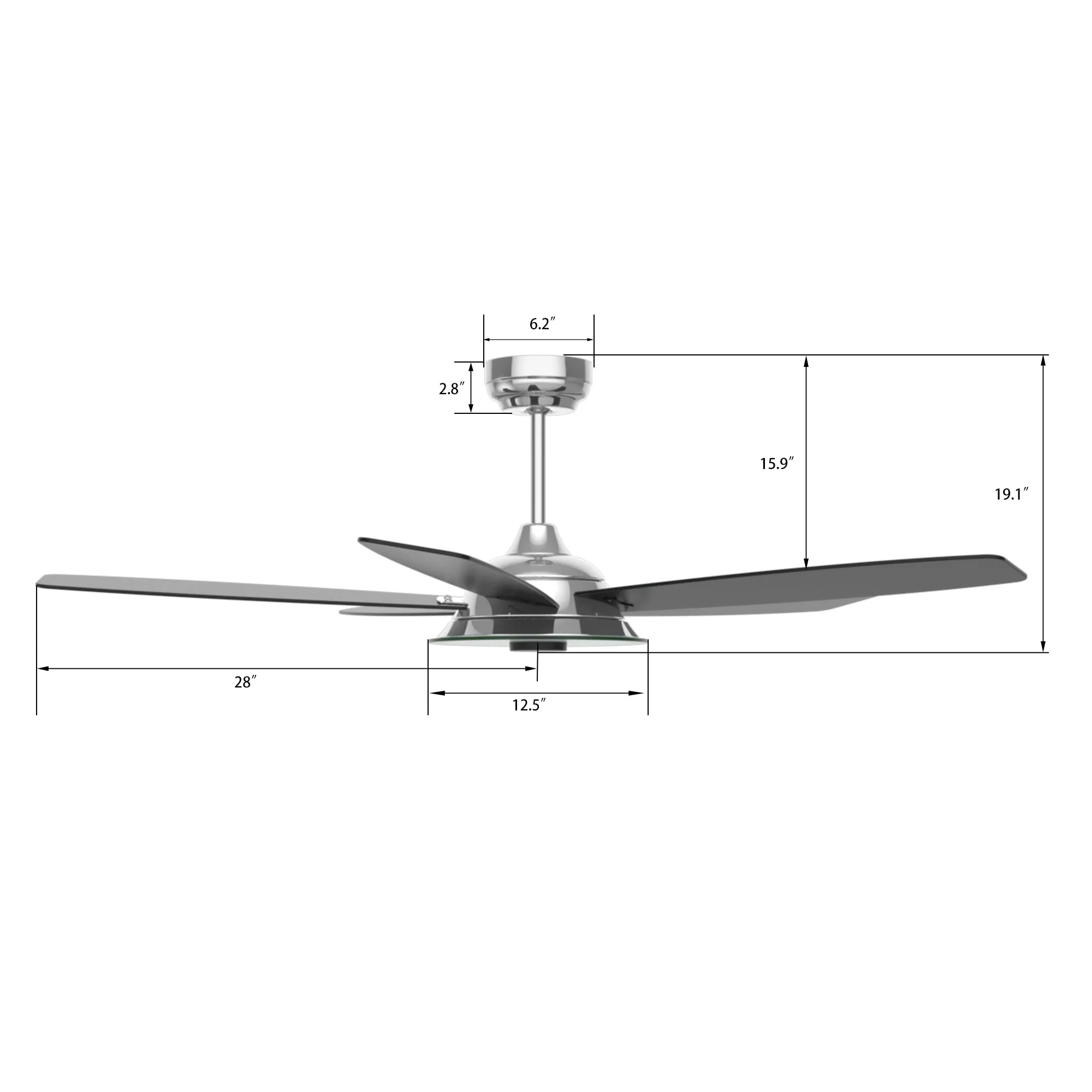 JOURNEY 56 inch 5-Blade Smart Ceiling Fan with LED Light Kit & Remote - Silver/Black