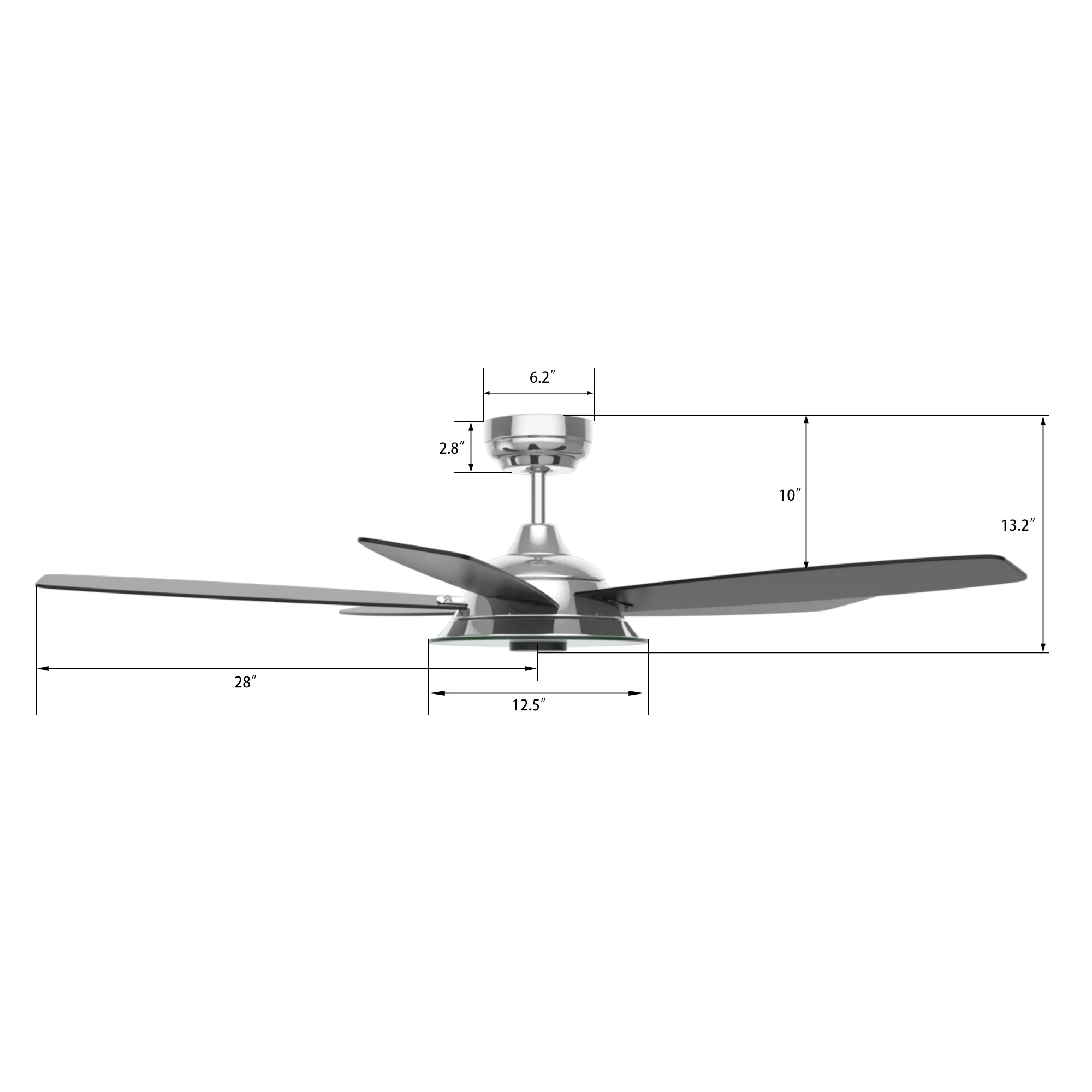 JOURNEY 56 inch 5-Blade Smart Ceiling Fan with LED Light Kit & Remote - Silver/Black