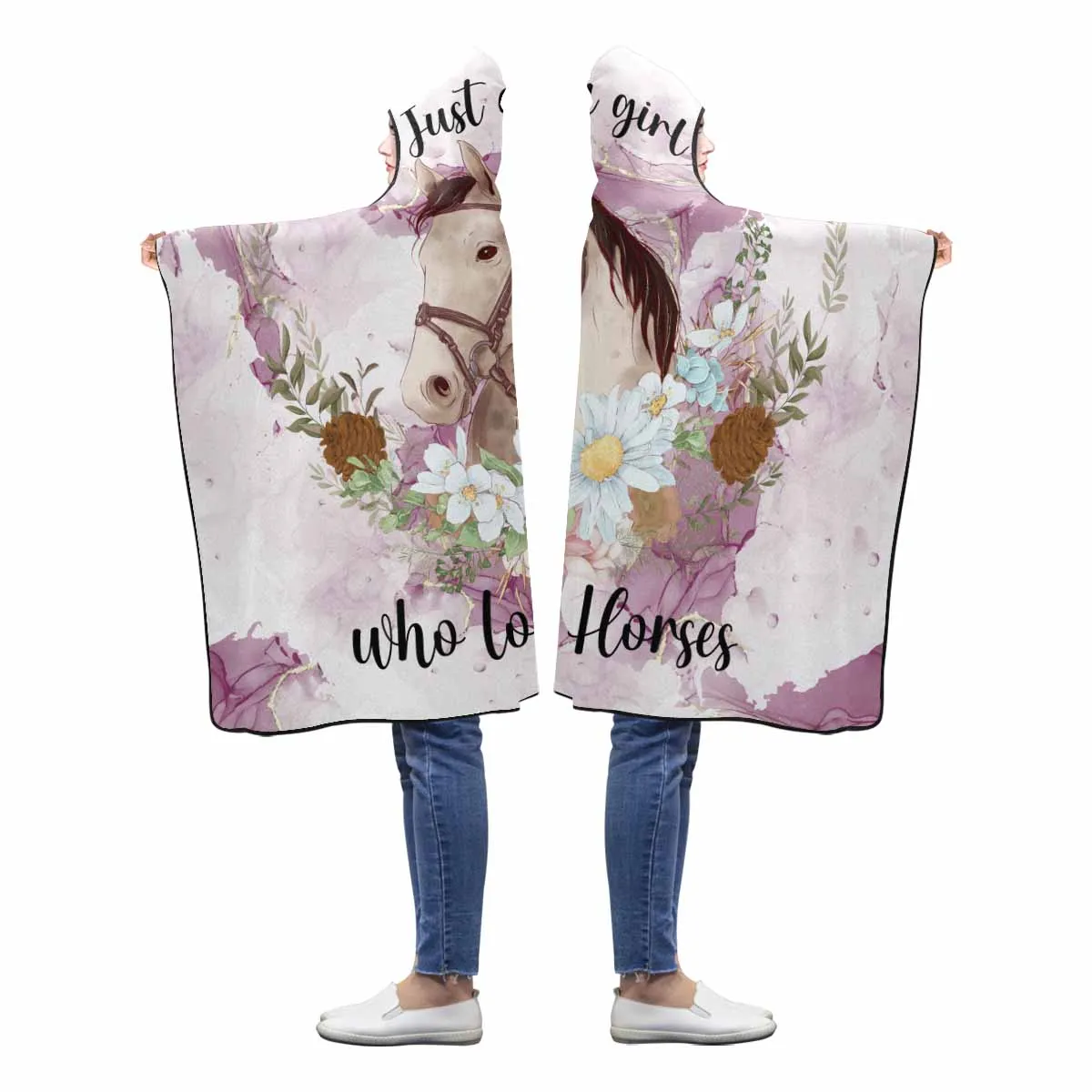 Just a Girl Who Loves Horses Awd1339  Hooded Blanket 60"x50"