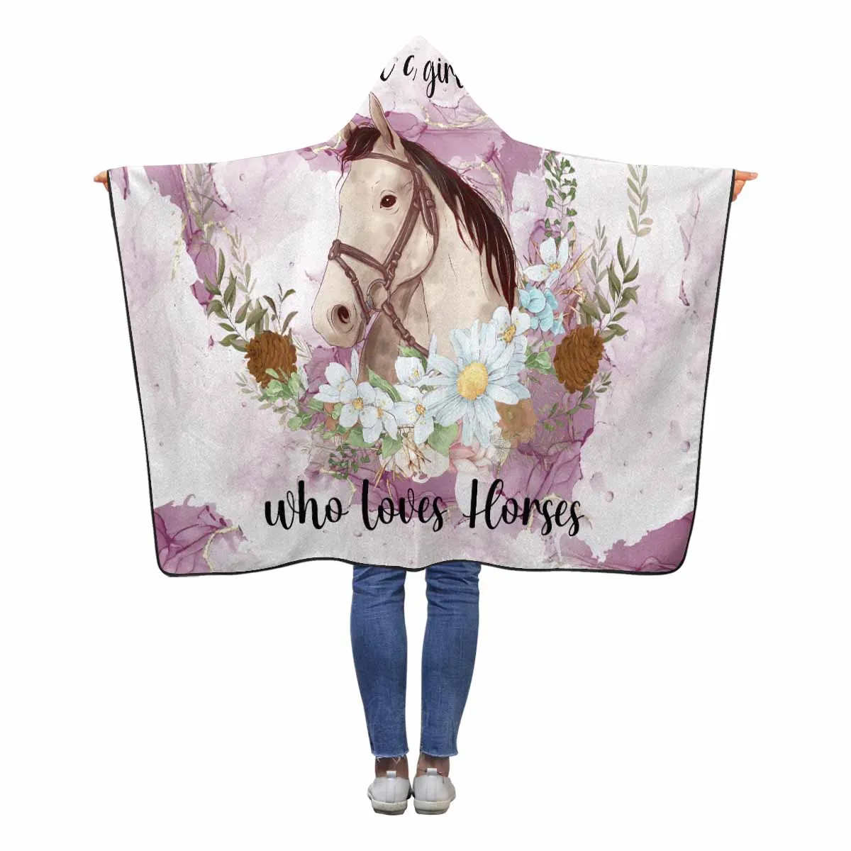 Just a Girl Who Loves Horses Awd1339  Hooded Blanket 60"x50"