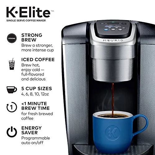 Keurig K-Elite Single-Serve K-Cup Pod Coffee Maker, Brushed Silver