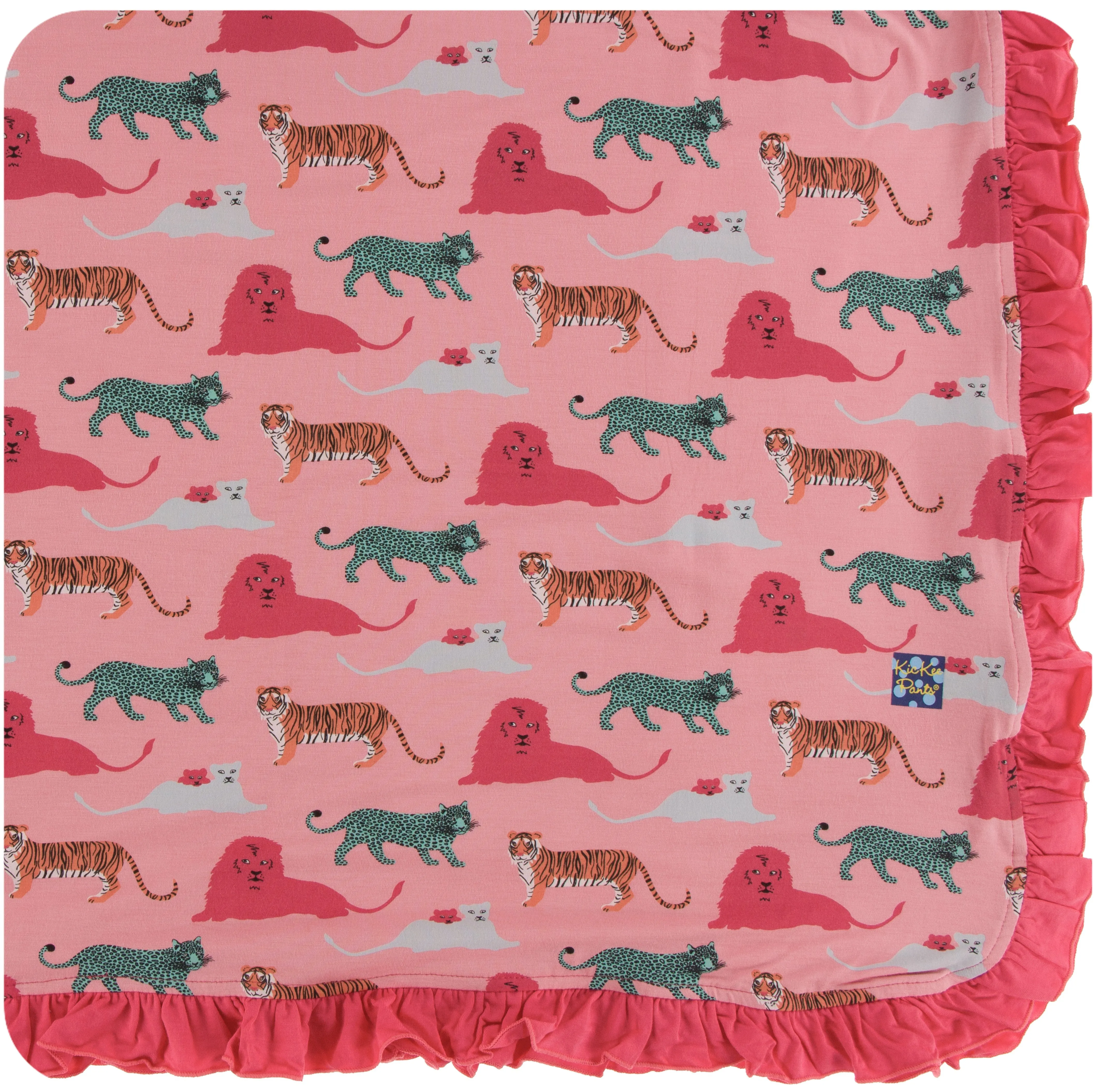 KicKee Pants Strawberry Big Cats Ruffle Toddler Blanket