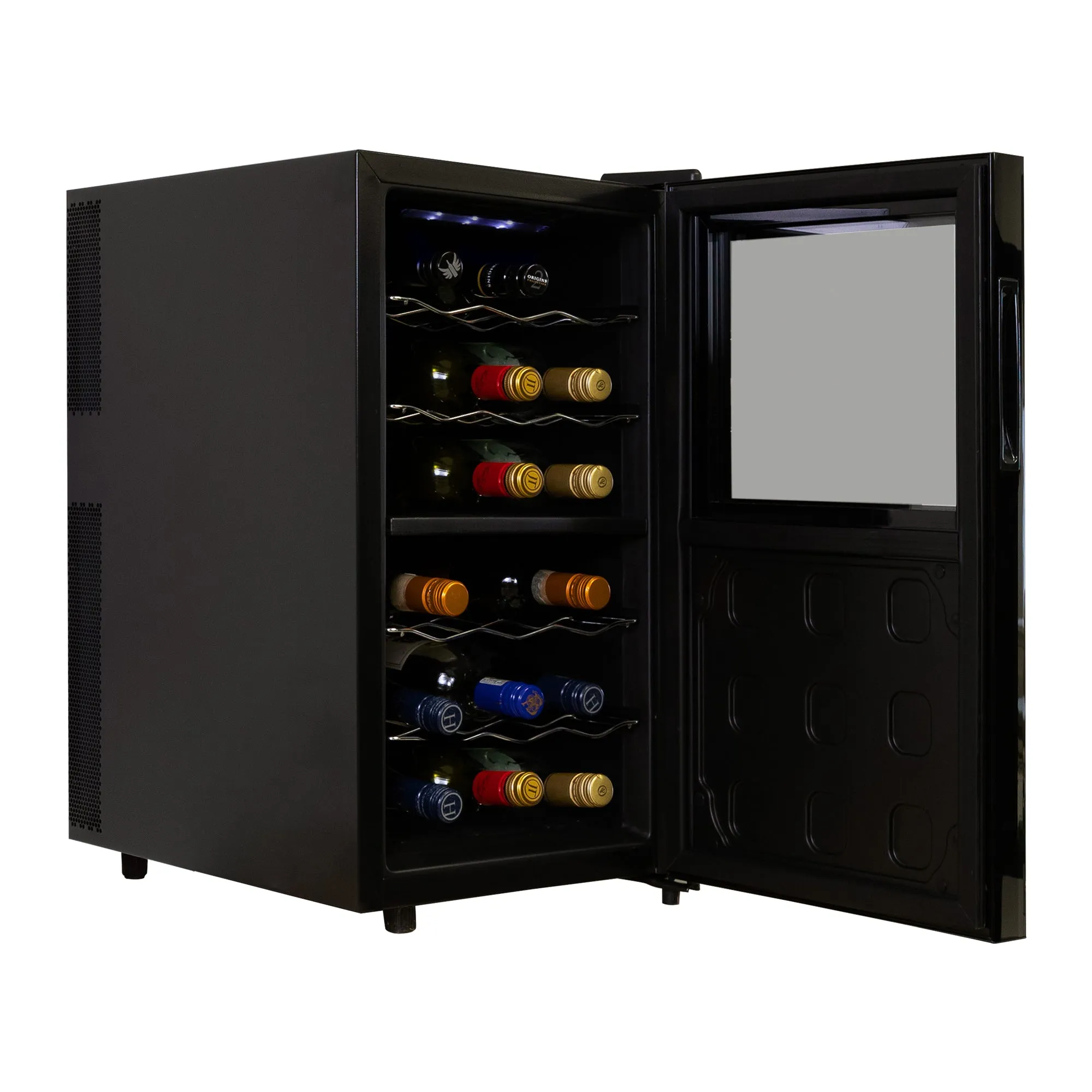 Koolatron 18 Bottle Dual Zone Wine Cooler, Black Thermoelectric Wine Fridge, 1.7 cu. ft (48L), Freestanding Wine Cellar, Red, White, Sparkling Wine Storage for Home Bar, Kitchen, Apartment, Condo