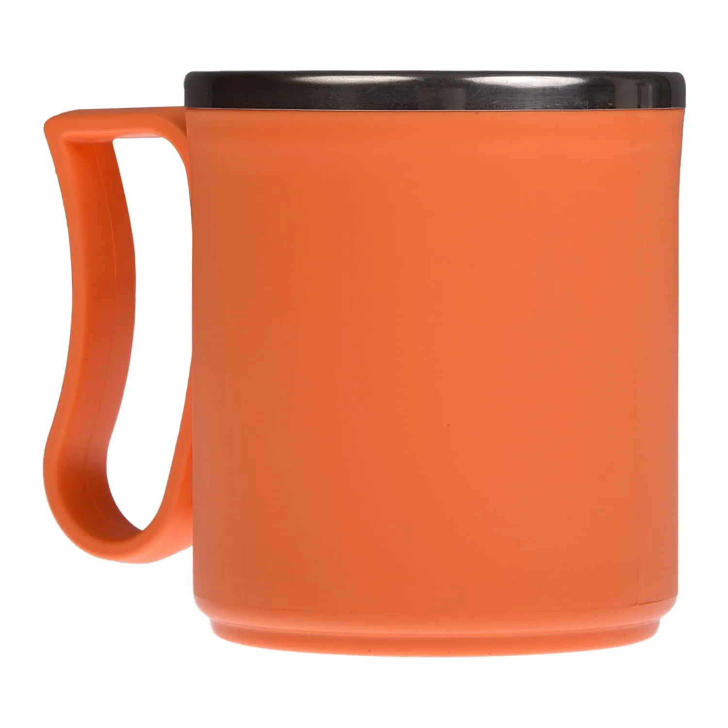 Kuber Industries Coffee Mug|Inside Stainless Steel Double Wall Tea Cup|Outside Plastic Stylish Milk Mug for Kids & Adults|Pack of 4 (Orange)