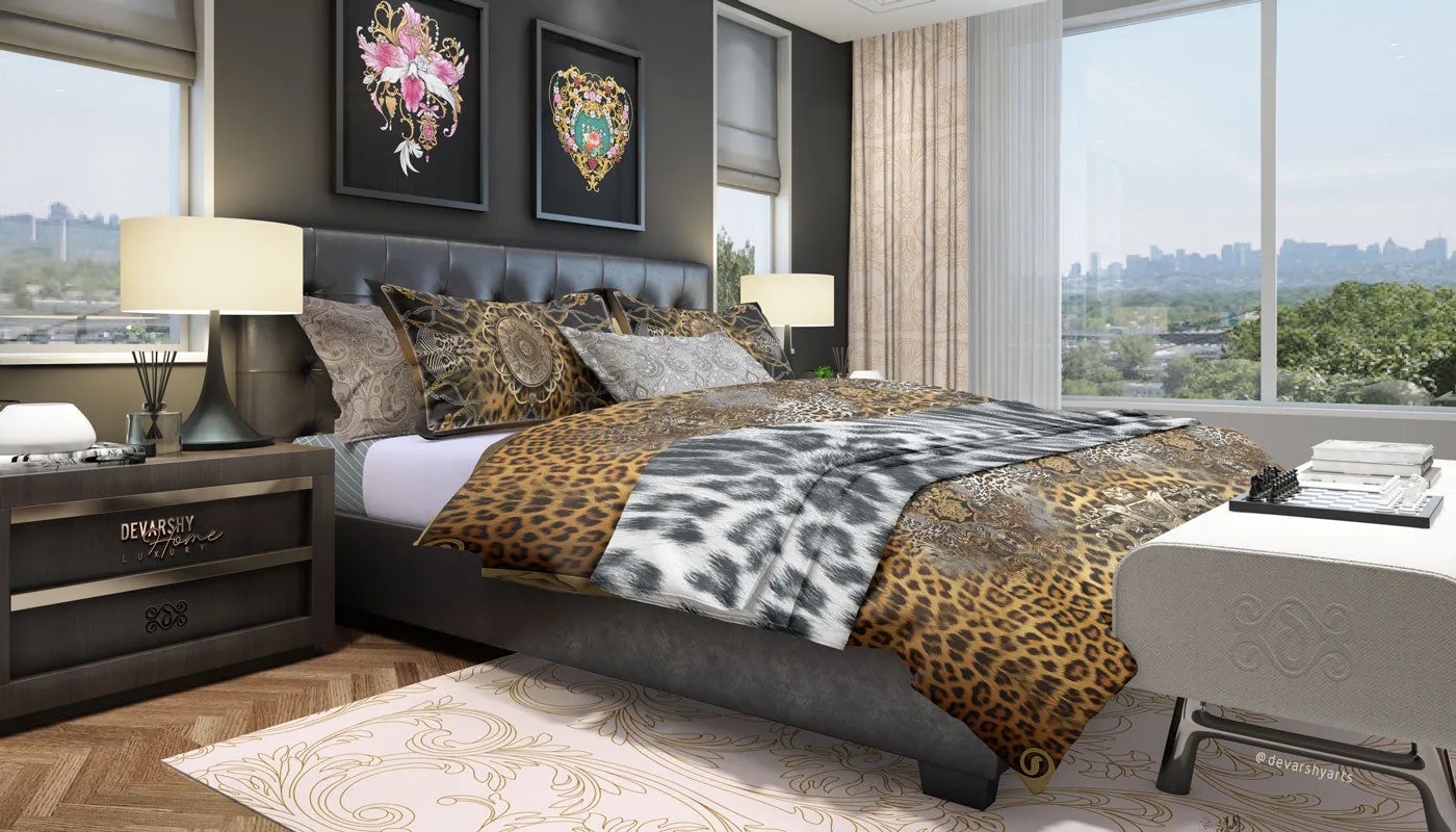 Leopard Animal Print Duvet Cover, Designer Bed Linen, Luxury Bedding, Printed Duvet, Devarshy Home