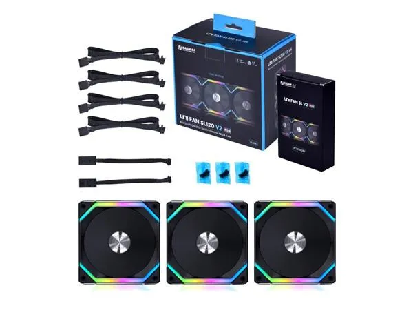 LIAN LI UNI FAN SL120 V2 RGB Black 黑色 3xFan Kit with Controller 三風扇組合附控制器 12cm Case (UF-SL120V2-3B)