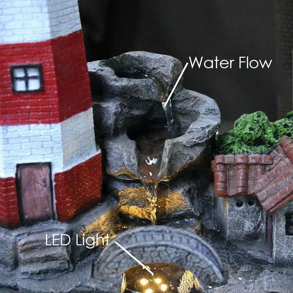 Lighthouse Water Feature Outdoor With LED