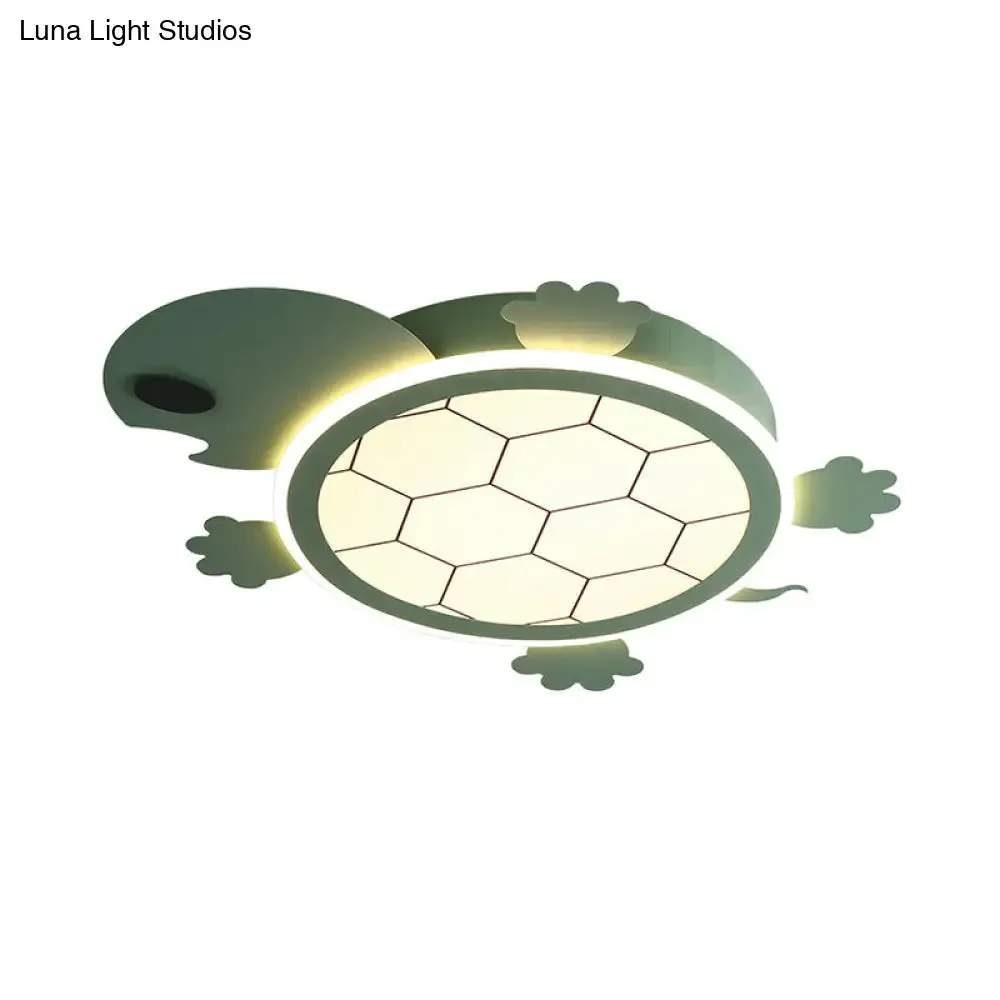 Little Turtle LED Green Ceiling Light - Cartoon Acrylic Lamp for Bedroom