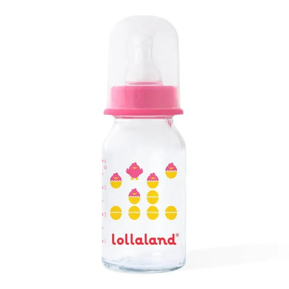 Lollaland Glass Baby Bottle - Posh Pink (4oz)