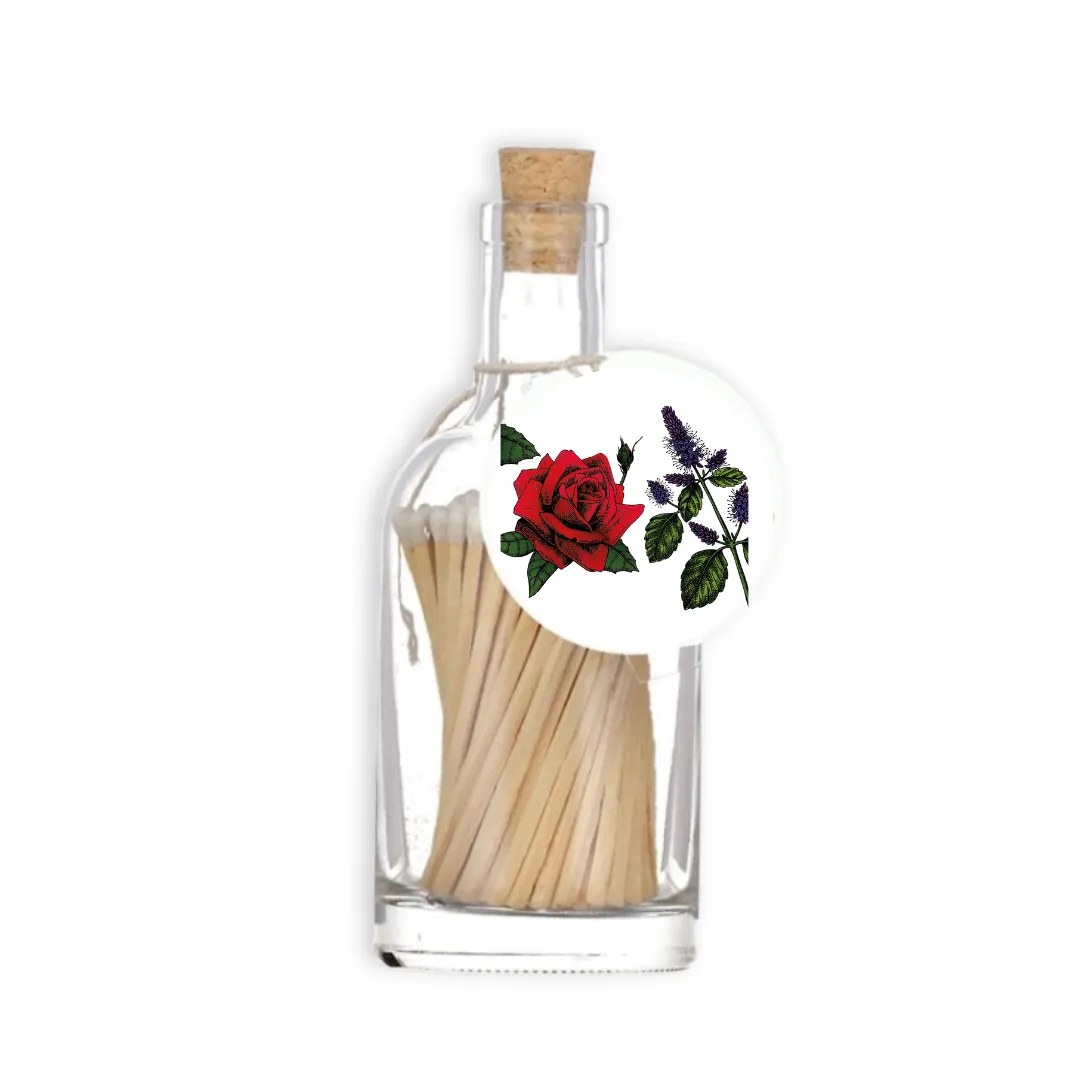 Luxury Match Bottle - Red Rose Design