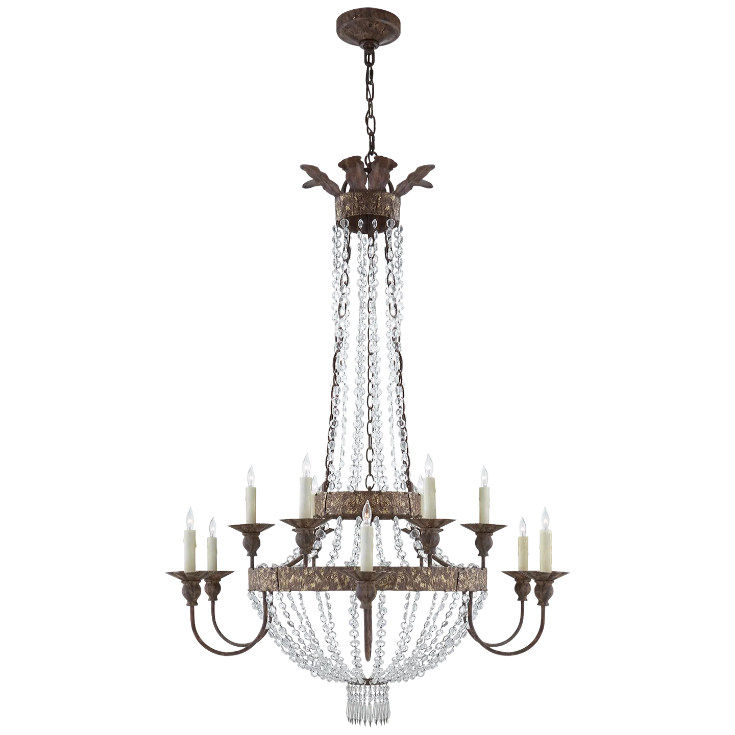 Lyon Chandelier in Antique Gild & Crystal